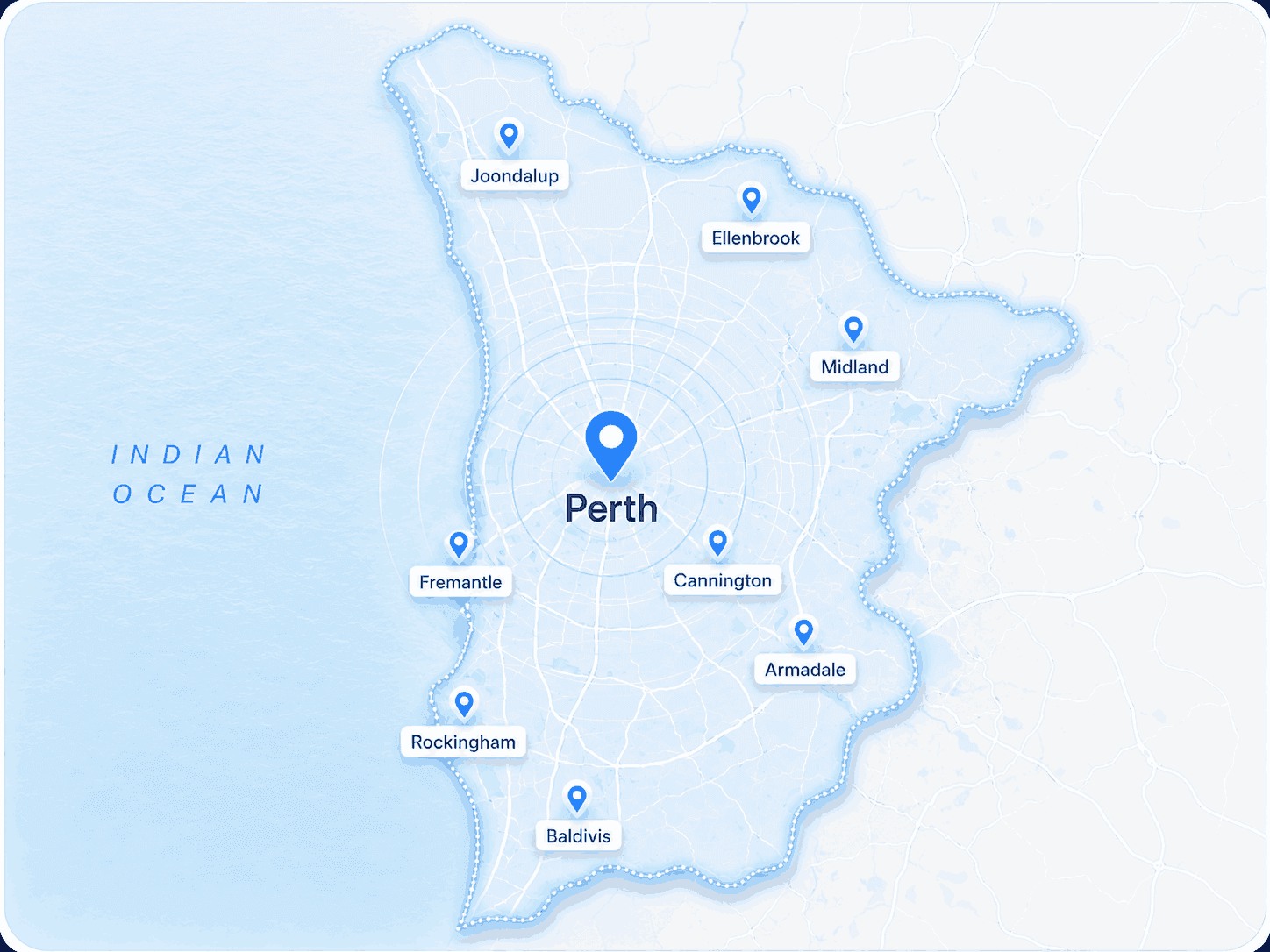 Map of Servicing Kelmscott & Nearby Suburbs