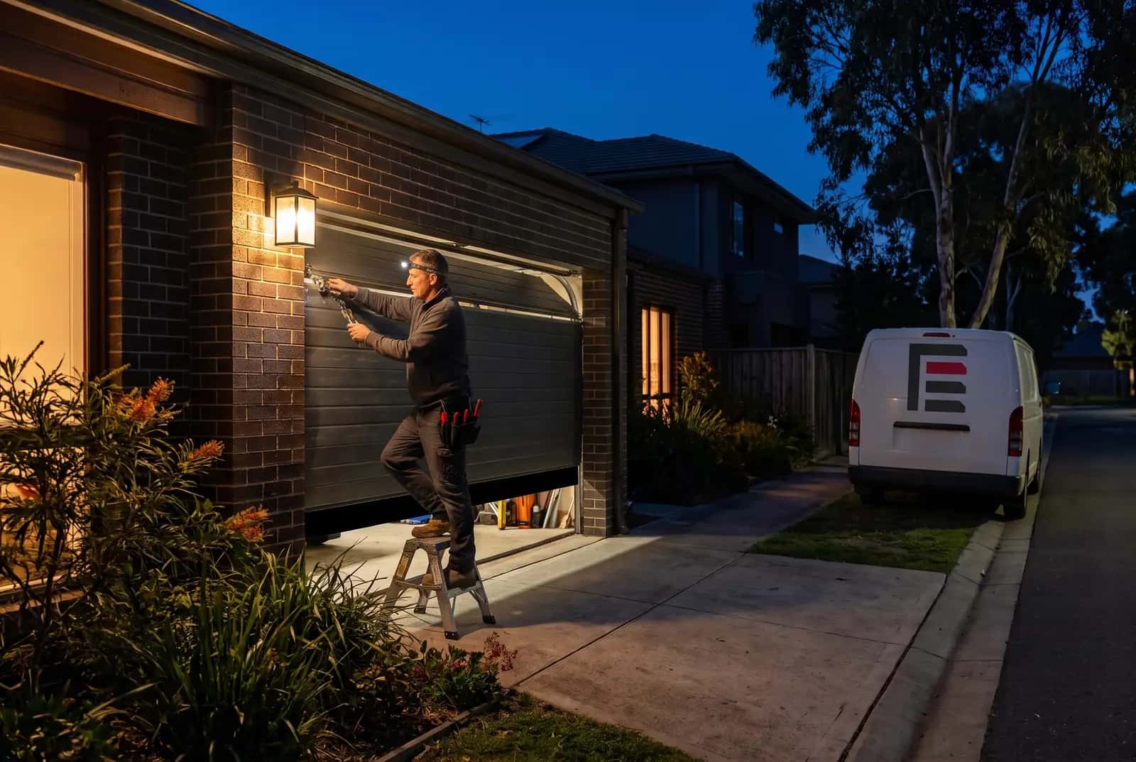 Elite Garage Doors technician attending an emergency garage door repair in Perth
