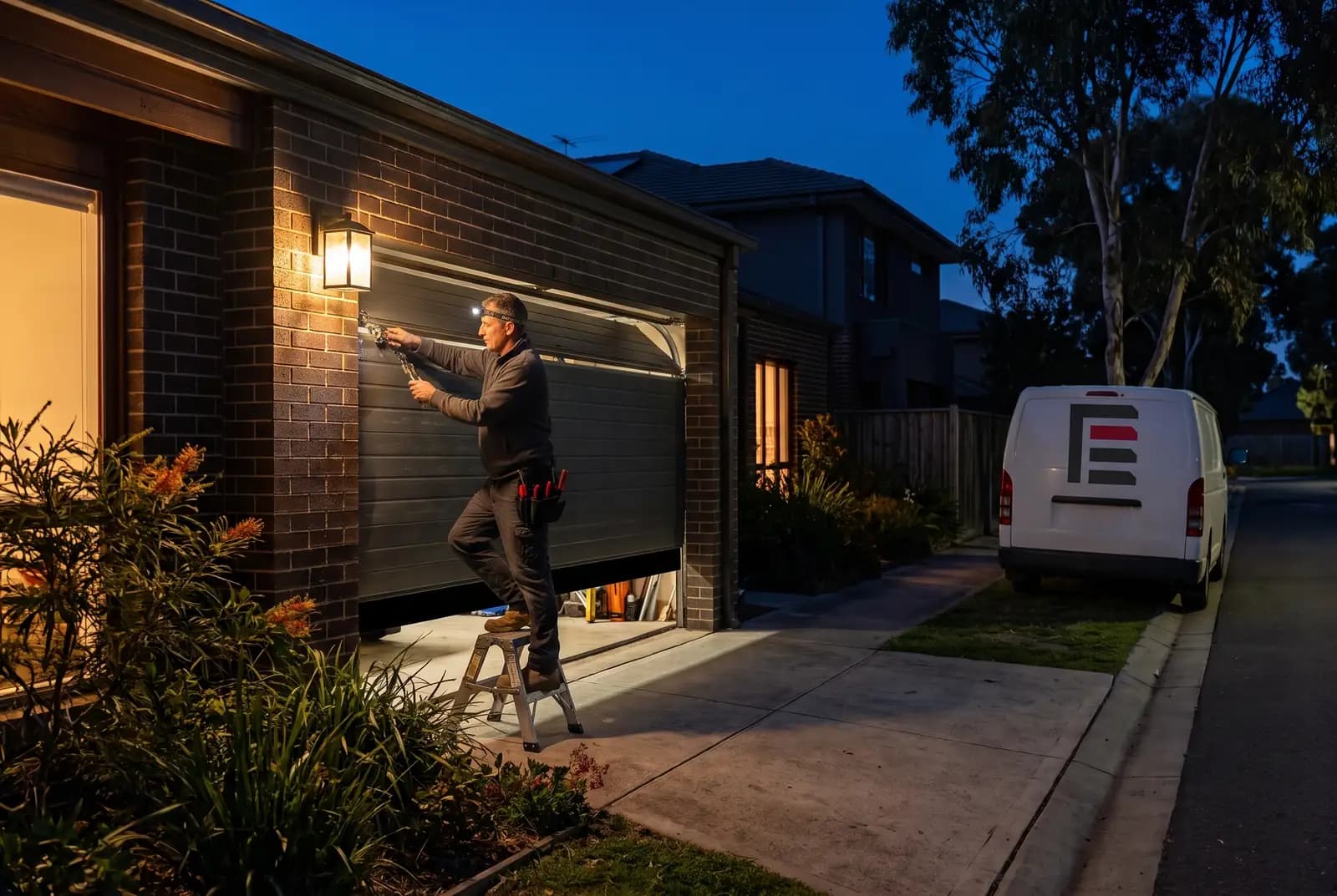 Elite Garage Doors technician attending an emergency garage door repair in Perth Elite Garage Doors technician attending an emergency garage door repair in Perth